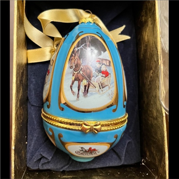 Christmas Valerie Parr Hill Musical Trinket Box Egg Ornaments SET OF 5!!! - Picture 1 of 6